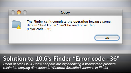 Solution to Finder Error Code -36