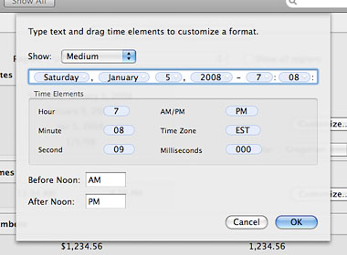 Modify the default clock in OS X's menu bar to show the full date