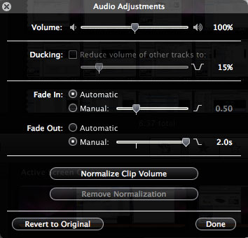 How to fade audio clips in iMovie 08