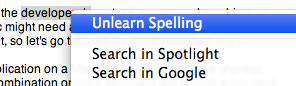 Unlearn word spellings in Mac OS X