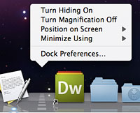 Dock menu Dock menu