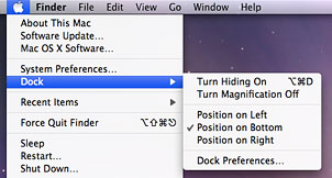 Dock menu Dock menu