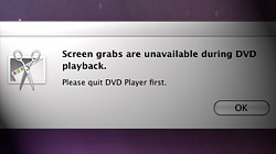 How to take screenshots in Mac OS X\'s DVD Player application