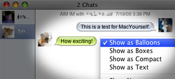 Quickly change views in iChat