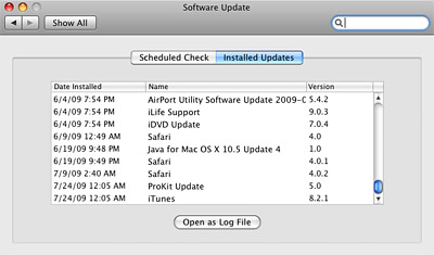 View Installed Software Updates