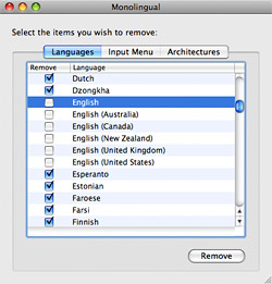 Save disk space on your Mac with Monolingual