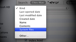 Search for .plist and other system files with Leopard's Spotlight