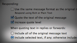 Quote selected text, include original attachments in Mail replies