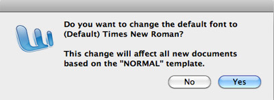 Change default font in Word 2008 for Mac