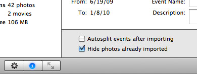 iPhoto hide photos already imported