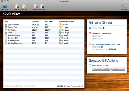 Chronicle 3 for Mac - Keep Track of Your Bills