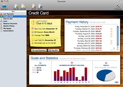Chronicle 3 for Mac - Keep Track of Your Bills