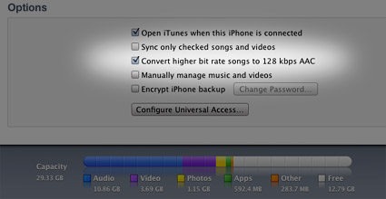 Convert to 128 kbps AAC in iTunes