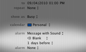 Change iCal default alarm sound