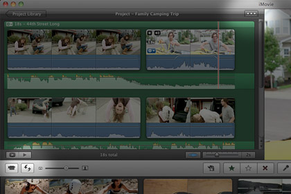 Traditional editing timeline in iMovie 11