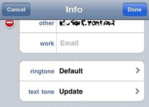 Assign text tones to individual contacts in iOS 4.2
