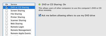 Remote disc sharing on a Mac