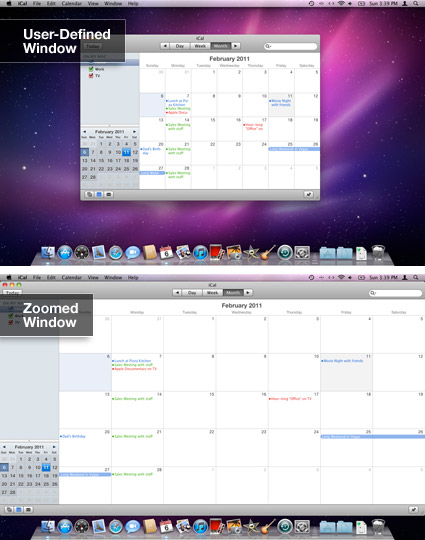 Mac OS X Zoom button in iCal