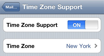 Change time zone in iOS calendar