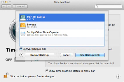 Password protect and encrypt Time Machine backups in Lion