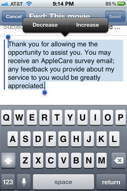 Quote Level in iOS 5 Mail app