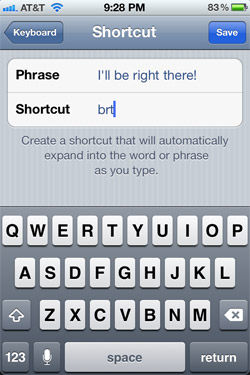 Custom keyboard shortcuts in iOS 5 Custom keyboard shortcuts in iOS 5