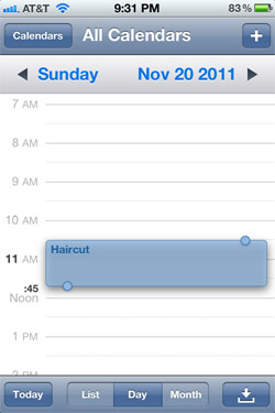 Draggable events in iOS 5 Calendar